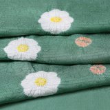 帯揚げ　絽　輪出し白場取り傘巻き菊花　千歳緑（ちとせみどり）（03）