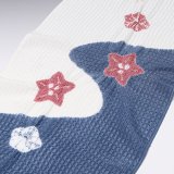 帯揚げ　絽　輪出し梅桔梗流水染め分け　紺青（こんじょう）（04）
