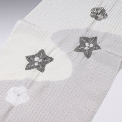 画像1: 帯揚げ　絽　輪出し梅桔梗流水染め分け　潤色（うるみいろ）（06）