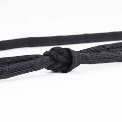 画像1: 長尺帯締め　喪服用　畝打二重亀甲撚房