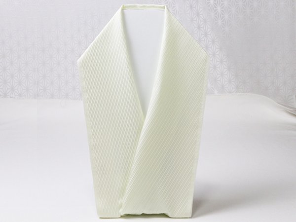 画像3: 無地半襟　ふくれ織り　斜線柄　白緑（びゃくろく）（03） (3)