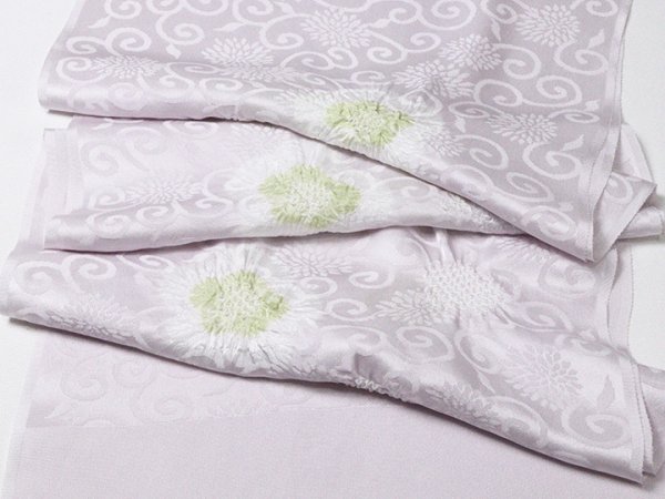 画像5: 帯揚げ　輪出し白場取り小花　白藤色（しらふじいろ）／裏葉柳（うらはやなぎ）（13） (5)