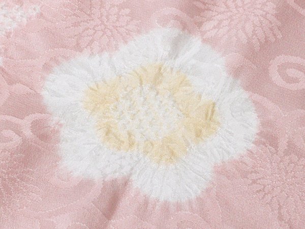 画像3: 帯揚げ　輪出し白場取り小花　石竹色（せきちくいろ）／蜂蜜色（はちみついろ）（04） (3)