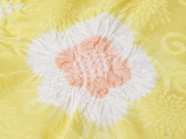 画像3: 帯揚げ　輪出し白場取り小花　菜の花色(なのはないろ)／洗柿（あらいがき）（05） (3)