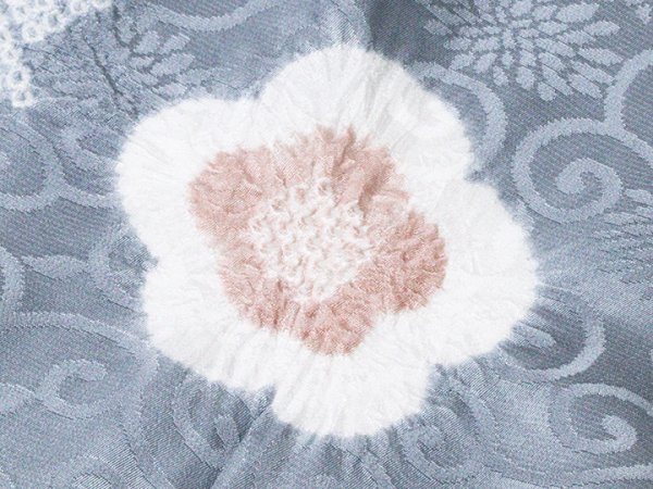 画像3: 帯揚げ　輪出し白場取り小花　紺鼠（こんねず）／鴇浅葱（ときあさぎ）（16） (3)