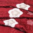画像1: 帯揚げ　輪出し白場取り小花　深赤（ふかあか）／煤色（すすいろ）（01） (1)