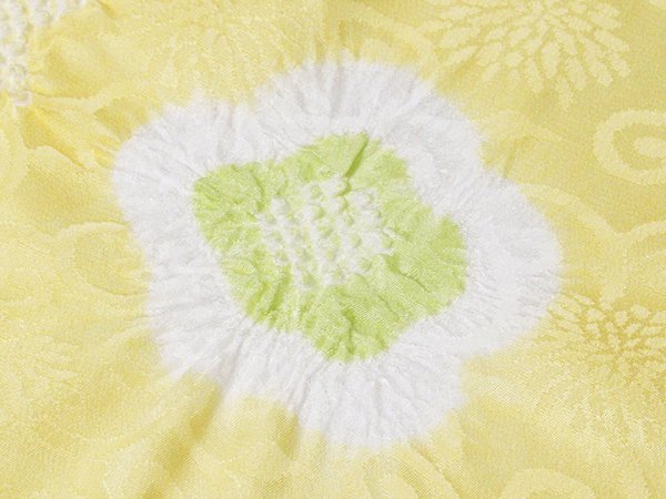 画像3: 帯揚げ　輪出し白場取り小花　淡黄（たんこう）／柳色（やなぎいろ）（06） (3)