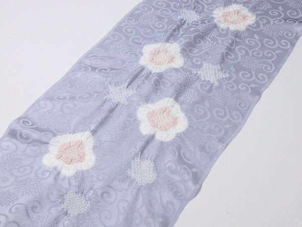 画像2: 帯揚げ　輪出し白場取り小花　淡藤色（あわふじいろ）／鴇鼠（ときねず）（14） (2)