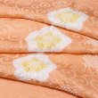 画像1: 帯揚げ　輪出し白場取り小花　東雲色（しののめいろ）／黄支子色（きくちなしいろ）（02） (1)