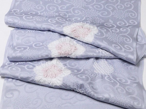 画像5: 帯揚げ　輪出し白場取り小花　淡藤色（あわふじいろ）／鴇鼠（ときねず）（14） (5)