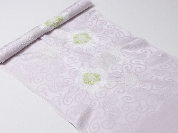 画像4: 帯揚げ　輪出し白場取り小花　白藤色（しらふじいろ）／裏葉柳（うらはやなぎ）（13） (4)