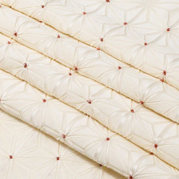 画像1: 帯揚げ　麻の葉ツマミ　練色（ねりいろ）／煉瓦色（れんがいろ）（04） (1)