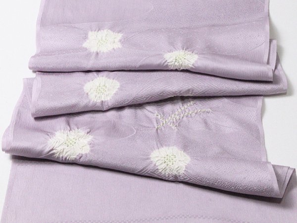 画像5: 帯揚げ　輪出し吹き寄せ　薄葡萄（うすぶどう）／白練（しろねり）（13） (5)