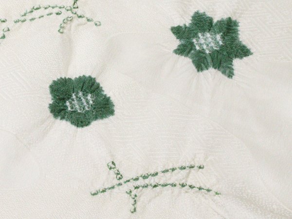 画像3: 帯揚げ　輪出し吹き寄せ　オフホワイト／千歳（ちとせみどり）（04） (3)