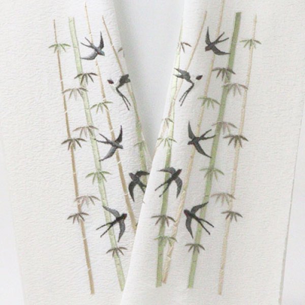画像1: 刺繍半襟　竹燕　（01） (1)