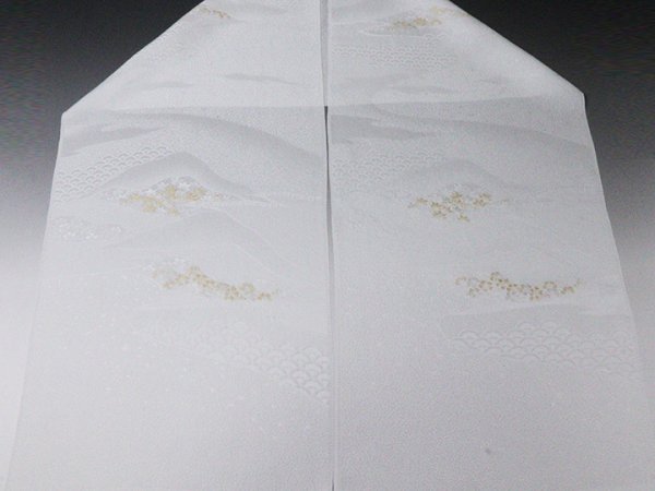 画像4: 帯揚げ　金銀縫取二色遠山霞　白（06） (4)