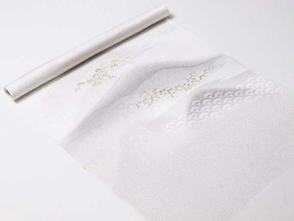 画像5: 帯揚げ　金銀縫取二色遠山霞　白鼠・浅蘇芳・銀鼠（05） (5)