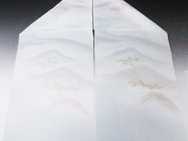 画像4: 帯揚げ　金銀縫取二色遠山霞　藍白／淡紅藤・潤色（03） (4)