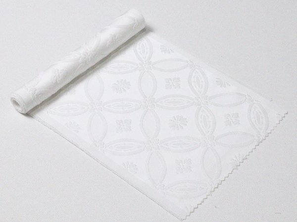画像2: 半襟　紋意匠　七宝菊花　白（しろ）（07） (2)