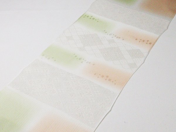 画像3: 帯揚げ　縫取しあわせ菱　洗柿（あらいがき）／裏葉柳（うらはやなぎ）（03） (3)