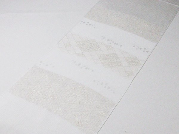 画像3: 帯揚げ　縫取しあわせ菱　白（しろ）（10） (3)