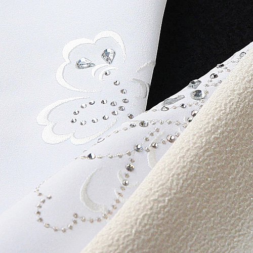 ポリエステル刺繍半襟 リボンフラワー 白（01）｜京都の着物和装小物 ゑり正