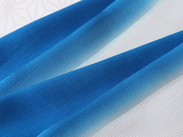 単衣帯揚げ 楊柳 二色立別ぼかし ウルトラマリンブルー 03 京都の着物和装小物 ゑり正