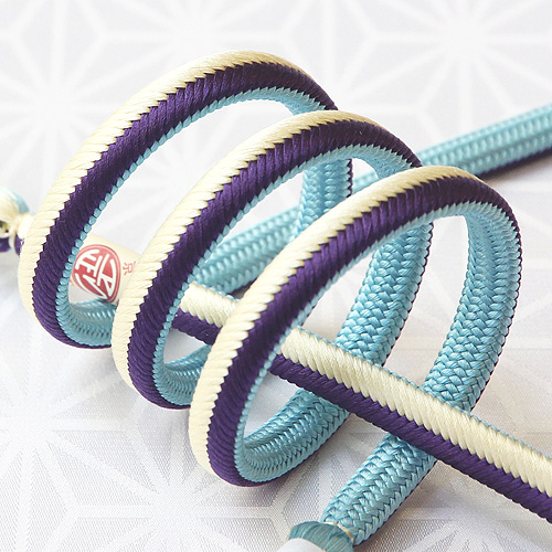 長尺帯締め 丸平唐大和二色立別昼夜 ディープロイヤルパープル ミルキーホワイト スカイブルー 10 京都の着物和装小物 ゑり正