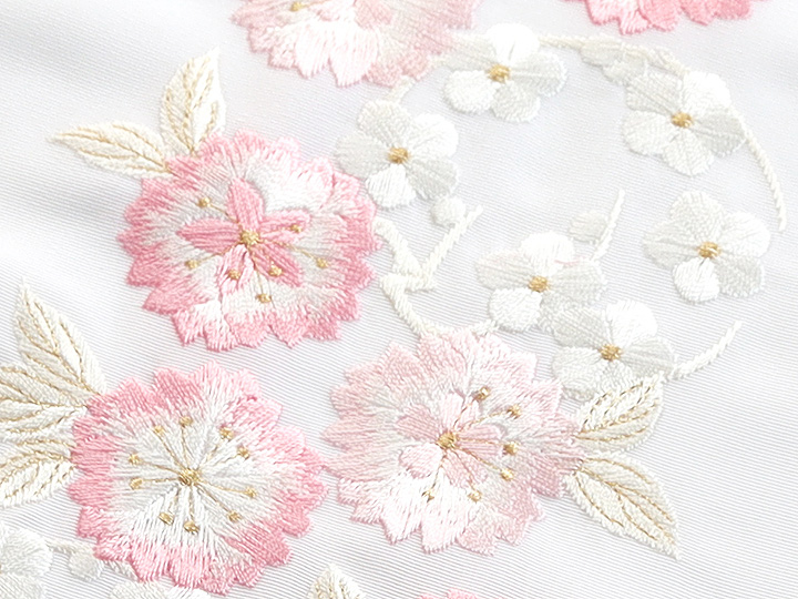 刺繍半衿｜桜、菊、藤。白地の半衿に鮮やかな色あいの刺繍糸、白色刺繍糸。各種取り揃えております。, 45% OFF