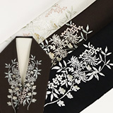 刺繍半襟　糸菊に南天