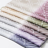 帯揚げ　防染染め分け市松に斜線