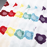 絞り帯揚げ　輪出し白地五ツ梅